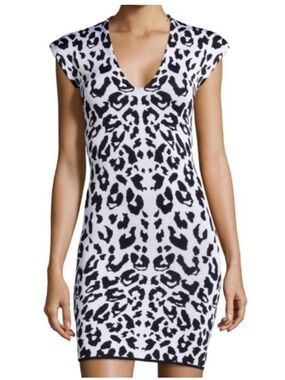 Torn by Ronny Kobo Black and White Leopard-Print Mini Dress